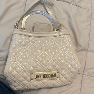 Love Moschino Ivory Quilted Shoulder Bag